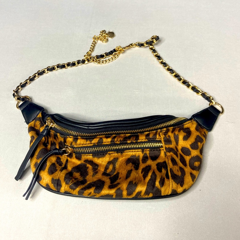 Leopard and black waist or shoulder bag